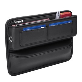 Car Seat Gap Filler Organiser, PU Leather Car Organizer Front Seat Gap Filler, Car Console Side Pocket, Car Seat Gap Storage Box with USB Charging Hole for Wallets Phones Keys Cards Coins Sunglasses