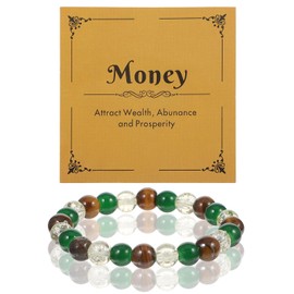 HaiFafafaing Money Bracelet for Women Wealth Money Attraction Bracelets Green Good Luck Bracelets Green Crystal Beaded Bracelet for Birthday Jewelry