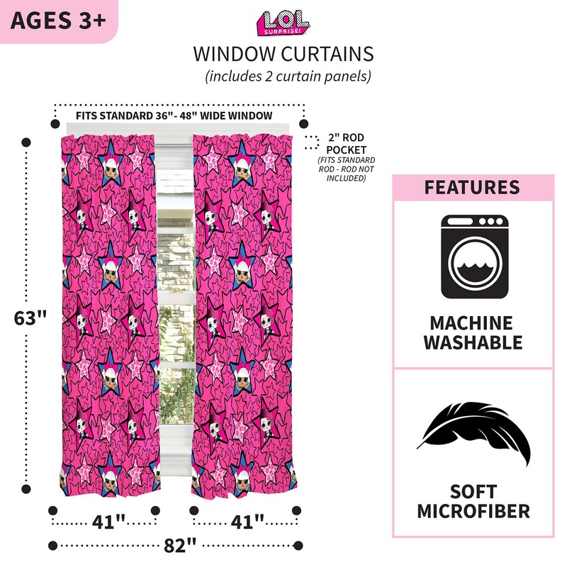 Franco Kids Window Curtain Panels Drapes Set, 82 in x