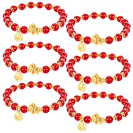 Chinese New Year Beaded Charm Bracelets Year of The Horse 2026 Bracelet Red String Gold Horse Charm Beaded Bracelets for Chinese New Year Gift Good Luck