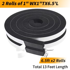 Futuwi Air Conditioner Window Seal-2 Rolls, 1 Inch Wide X 1 Inch Thick Total 13 Feet Long, AC Insulation Foam with Adhesive(6.5ft x 2 Rolls)