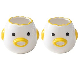 2 Pack Egg White Separator Cute Chicken Ceramic Egg Yolk Protein Separator Egg Filter Kitchen Tools Baking Accessories Egg Holder