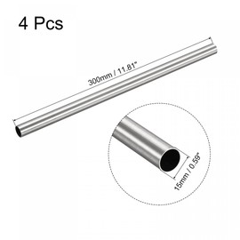 uxcell 304 Stainless Steel Round Tube 15mm OD 0.5mm Wall Thickness 300mm Length 4 Pcs