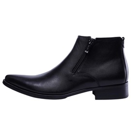 Santimon Men's Ankle Genuine Leather Dress Fashion Zipper Pointed Toe Casual Boots Black 8 US