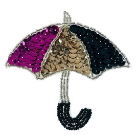Expo International Umbrella with Multi-Colored Beaded Sequin Applique/Patch | Multi Colors