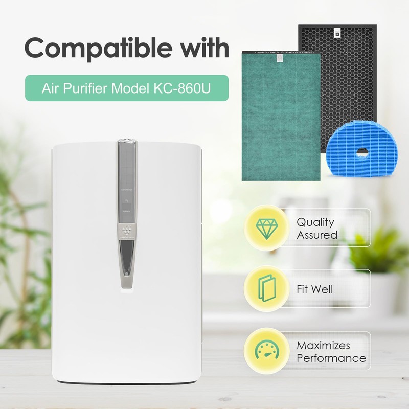 HSIAMEN Filter Compatible with Sharp KC-860U KC860U Air Purifier, H13