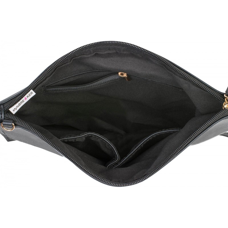 styleBREAKER 'YES' or 'NO' print clutch, tassel pendant upon zipper,