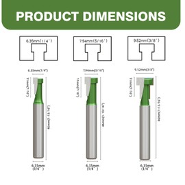 CSOOM 6PCS Keyhole Router Bits Set, 1/4" Shank Router Bit Set, Includes 1/4", 5/16", 3/8", 9/16", 1/2" and 5/8" Cutter Diameters