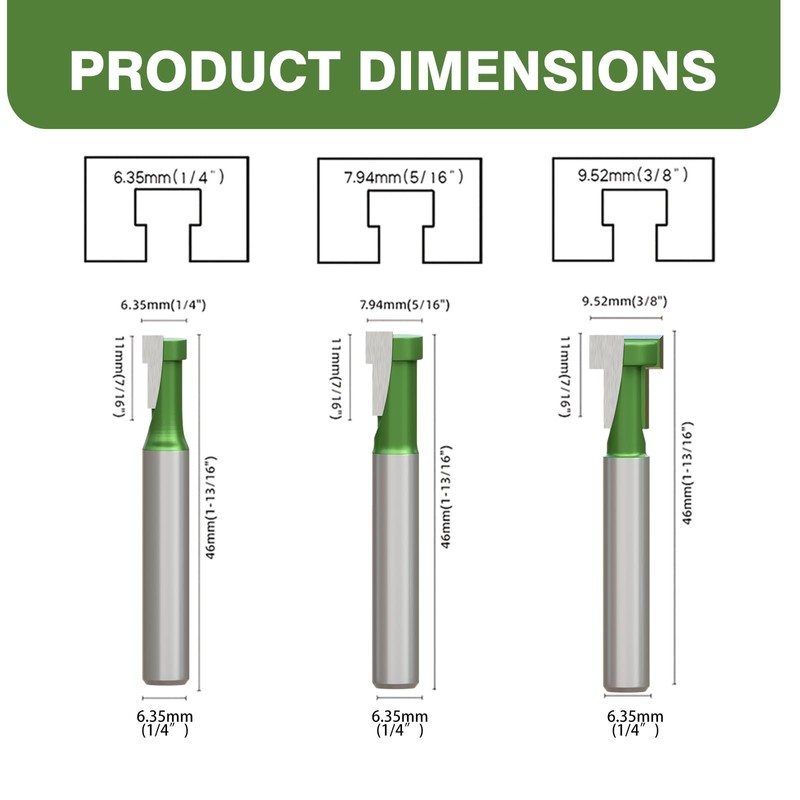 CSOOM 6PCS Keyhole Router Bits Set, 1/4" Shank Router Bit