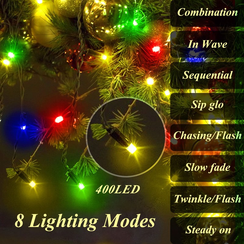 Christmas String Lights for Tree, 400 LEDs Christmas Tree Lights