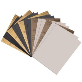 IROKCAKPT Waterproof Paper Set, 1000, 1500, 2000, 3000, 5000, 5 Types, Sandpaper, Each 3 Sheets, 15 Sheets Set, 9.1 x 11 inches (230 x 280 mm), Sandpaper, Car, Metal Polishing, Woodworking, DIY
