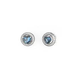 Guess JUBE04669JWRHLST-U Women's Earrings Heart Silver / Blue, Crystal