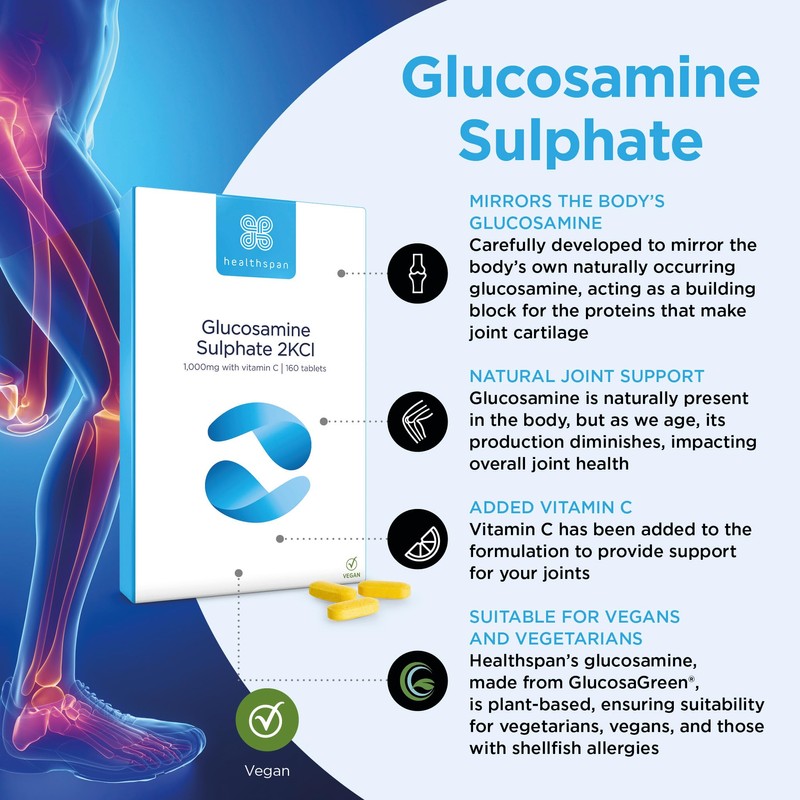 Healthspan Glucosamine Sulphate 2KCI 1,000mg (10 Months’ Supply) | Sustainably