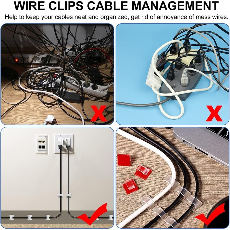 50 Piezas Clips Organizador de Cables Autoadhesivo, Transparente