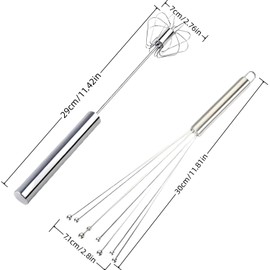 Stainless Steel Rotary Egg Beater - Semi-Automatic Hand-Push Whisk for Baking, Cooking & Mixing Batter, Milk, Cream | Ergonomic Design with Durable Ball Whisk | 2-Pack Multi-Purpose Kitchen Mixer Tool