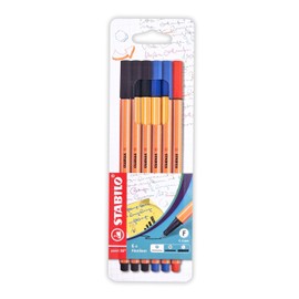 Fineliner - STABILO point 88 - Pack of 6 - Assorted Office Colours