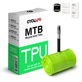 CYCLAMI 1pc TPU Inner Tube 63g Ultra Light MTB27.5 inch x 1.9-2.5 inch Mountain Bike TPU Tube Puncture Proof Heavy Duty 27.5 inch Bicycle Presta Valve Length 45mm (1P-63g-MTB27.5)