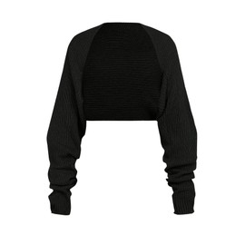 SHENHE Girl's Open Front Ribbed Bolero Cardigan Sweater Shrug Lightweight Cropped Cardigan, Black, 15 Years