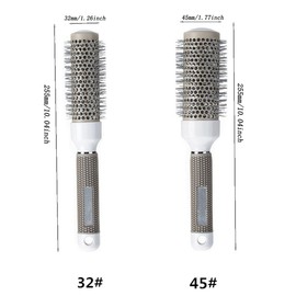 Canzoon Round Hair Brush Ceramic 2 Pieces Ceramic Brush Round Styling Brush Short Hair for Hair Drying, Styling, Curly (Grey)
