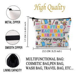 PYOUL Crafting Machine Sewing Lover Gift Crafting Each Day Keeps The Crazy Away Pouch Bag Crafter Gift Craft Lover Gift (Crazy Away Bag EU)