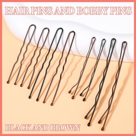 Watelife 300pcs Bobby Pins Hair Pins Kit,Hair Pins for Buns 2inch 2.36inch, Bobby Pins for Women and girl 2inch, 2.75inch,U Shaped,Waved,Black and brown mixed