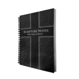 G.T. Luscombe Company, Inc. Scripture Notes, Bible Study, 9 x 5.5 inch, Spiral Bound, 100 Double-Sided Page, Hardboard Cover, Lined Notebook with Prompts and Text Boxes, Black