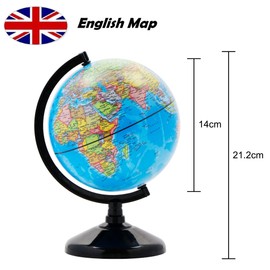 Exerz Educational World Globe 14cm - Political Map - Swivel Rotating Desk Top Globe - Diameter 14cm