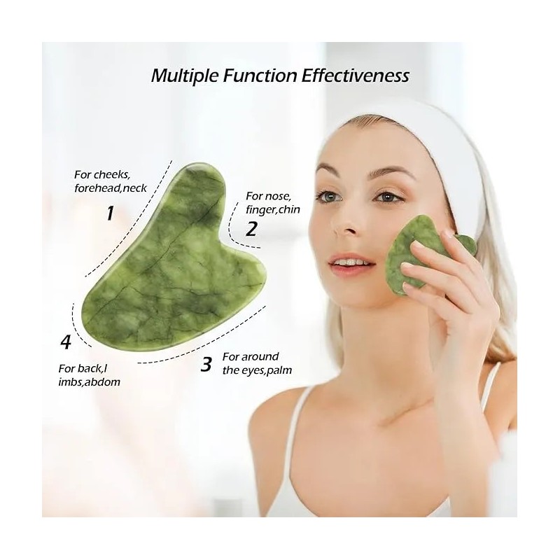 Rodillo Masaje Facial Gua Sha De Jade Antienvejecimiento Kit