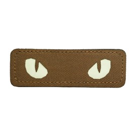 LINXGR Cat Eyes Patches Tactical Morale Patches Hook & Loop Fasten Tactical Emblem for Vests Backpacks Hats Laser-cut Outdoor Badge Glow-in-the-Dark Accessories (Khaki)