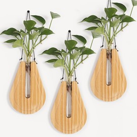 Wood Wall Planters for Indoor Plants, Flower Wall Vase, Propagation Station, Wooden Hanging Planter for Greenery and Dried Flowers, Farmhouse Wall Decor for Living Room Bedroom Kitchen Home Office