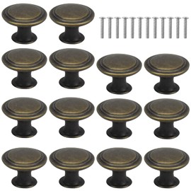 Pack of 16 Bronze Vintage Drawer Knobs, 30 mm Vintage Cabinet Knobs, Retro Round Cabinet Knobs with Screw, Furniture Knobs, Chest of Drawers Knobs, Drawer Knobs Set, Furniture Handle, Knob for