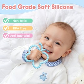2 Pack Baby Teething Toys 3-6 6-12 Months, Silicone Butterfly Teether Ring