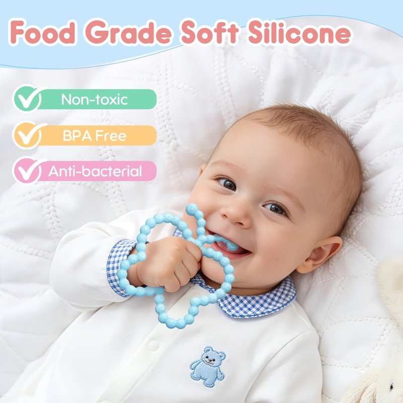 2 Pack Baby Teething Toys 3-6 6-12 Months, Silicone Butterfly