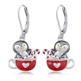 ABIGY Penguin Earrings 925 Silver Penguin Animal Earrings Penguin Earrings Jewellery Penguin Jewellery for Women, Sterling Silver, No Gemstone