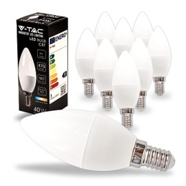 V-TAC 10x LED Glühbirne E14 Kerze - 4,5W (entspricht 40W) Kerzenlampe - 470Lumen - Kerze Lampe - Licht 3000K Warmweiß