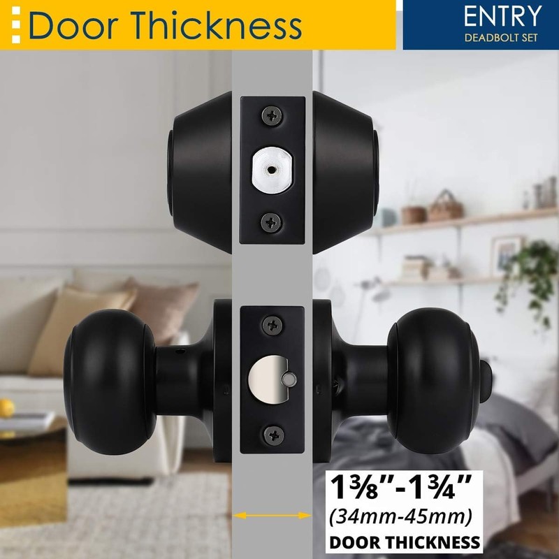 Brotima 4 Pack Keyed Alike Entry Door Knobs and Double