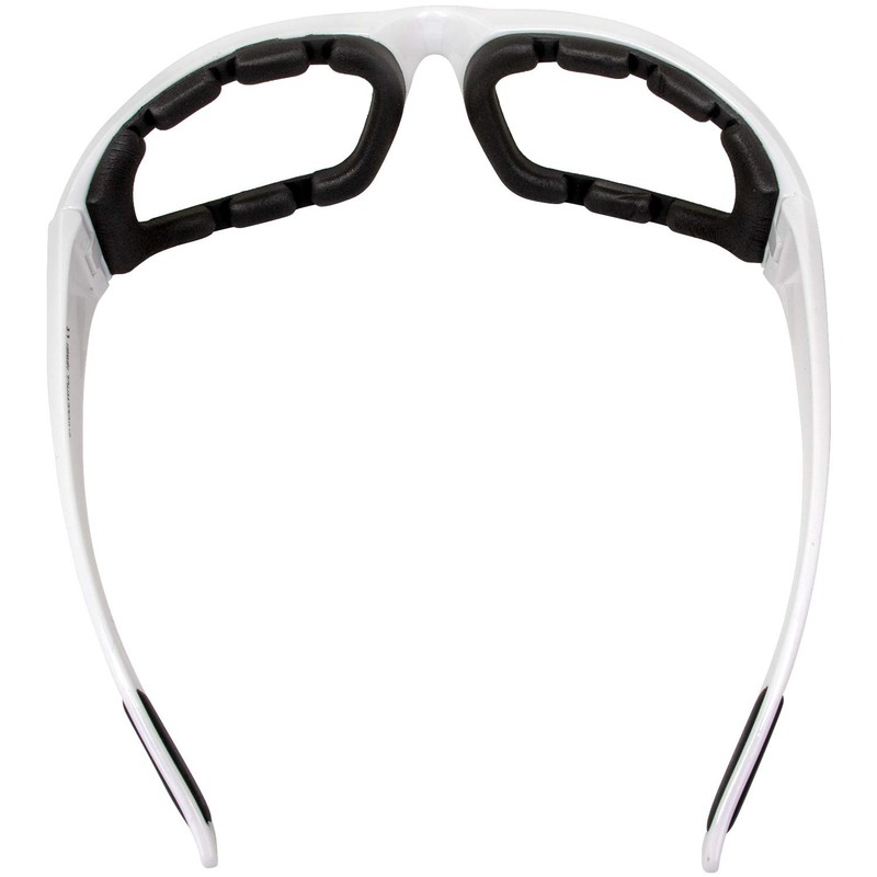 CAHHCA Motorcycle Riding Glasses Clear Lenses with Foam Padding, White