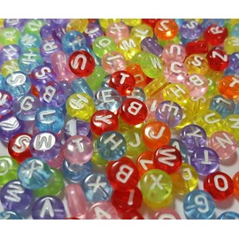 D107 150 Letters Beads Plastic Letter Round 7 mm Mix Multicoloured for Bracelets, Necklaces, Keyrings and Children's Jewellery