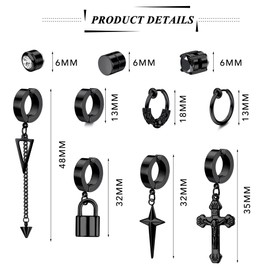 KALVICA Silver Earrings for Women Men Black Clip on Earrings Magnetic Earrings for Men Cubic Zirconia Mens Earrings Hypoallergenic Hoop Earrings