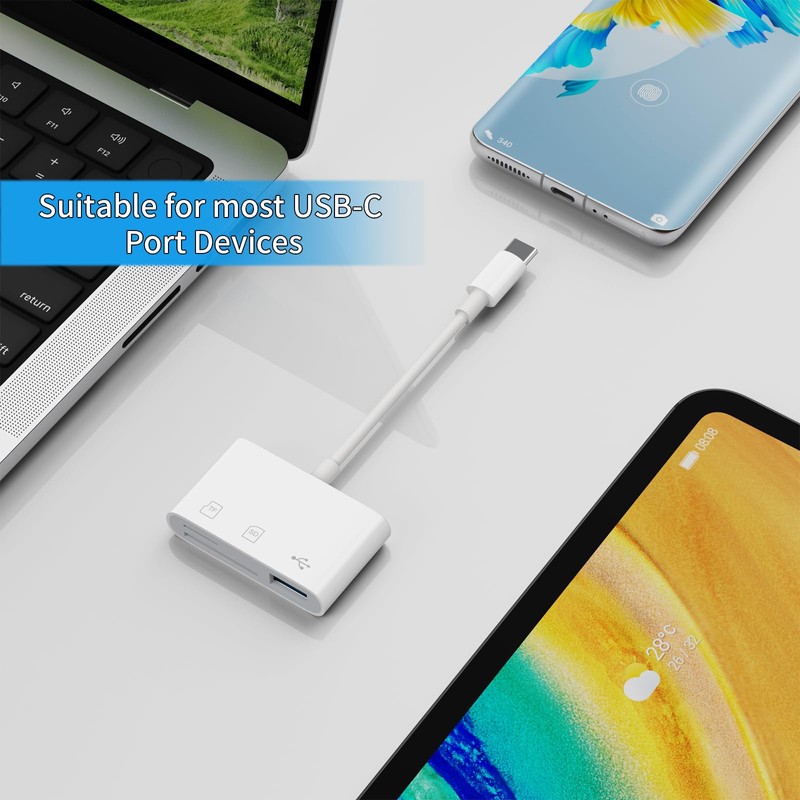 3 in 1 USB C SD Card Reader, USB Port