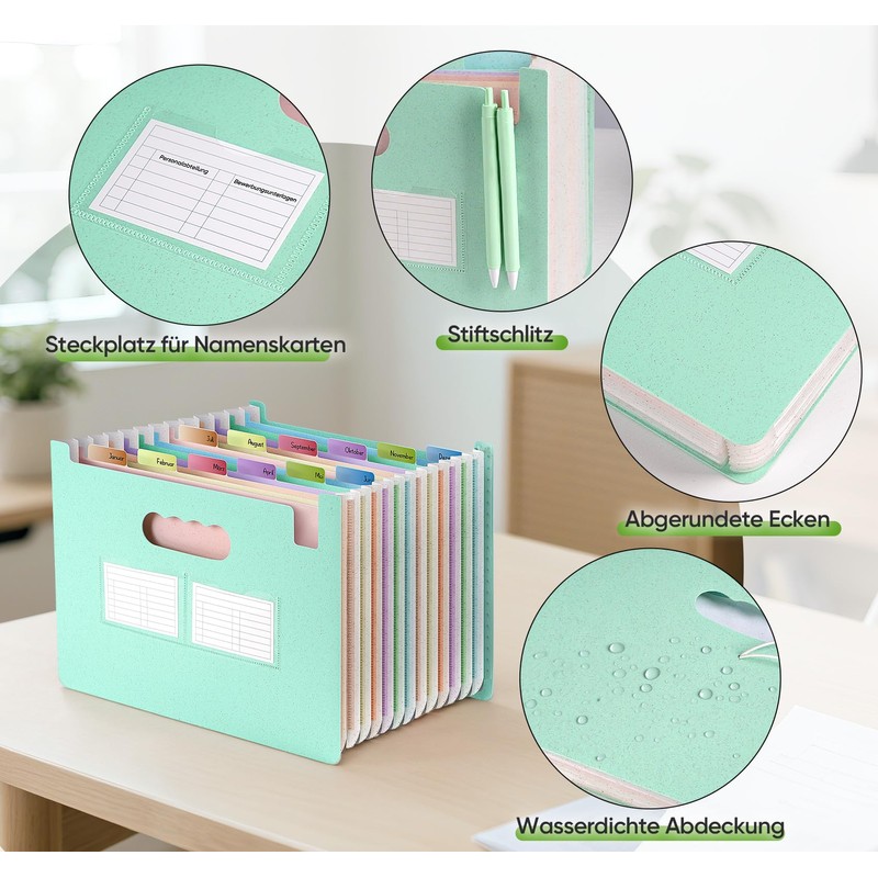 Wheat Straw Document Folder A4, ElitVita Expanding Folder with 12