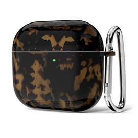 Svanove for Airpods 4 Case Tortoise Shell, Girly Cute Amber Retro Luxury Animal Pattern Airpods 4th Generation Case with Keychain, Aesthetic Y2k Trendy Cool Hard Turtle Shell Airpods Cover for Women