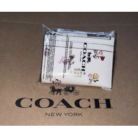 Coach NWT COACH Mini Skinny ID Case Card Wallet Keychain CW967 w Heart Print