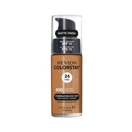 Revlon ColorStay Liquid Foundation Makeup for Combination/Oily Skin SPF 15, Longwear Medium-Full Coverage with Matte Finish, Caramel (400), 1.0 oz