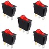 HUAREW Pack of 5 Rocker Switch Illuminated Red ON/OFF SPST
