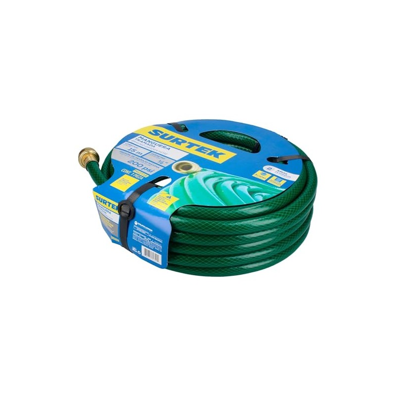 Surtek M12T15 Manguera para jardín tramada con conector metálico 1/2",