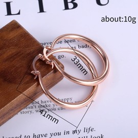 Tesuivra Fashion Simple Smooth Big Circle Punk Style Rose Gold Plated Hoop Earrings for Women