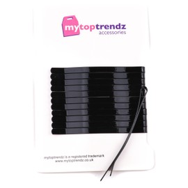 Mytoptrendz® 12 pcs Bobby Hair Pins Long Wide Wide Flat Curve Top Stronger Grip Hair Slides Barettes for Women Girls Thick Hair Styling Accessories (Black Glossy -60mm)