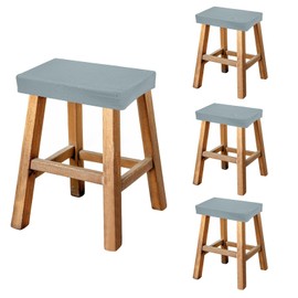 uxcell Bar Stool Cover Rectangle, Stretch Washable Saddle Counter Vanity Barstool Slipcover Seat Cushion Protector with Elastic Band for Wooden Metal Bench Chair(Light Gray, 4Pcs)