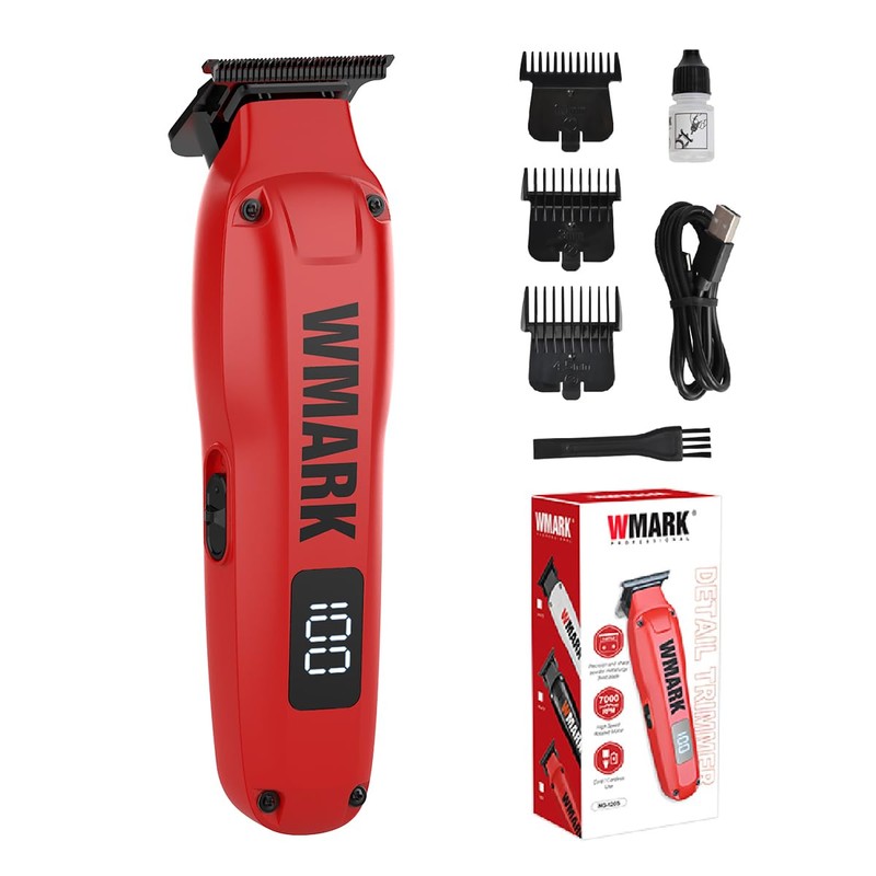 WMARK1205 Maquina Para Cortar Cabello,Profesional,Inalámbrica,7000 RPM Rojo